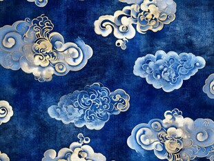 中式古典蓝底祥云图案