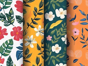 多彩花卉植物图案背景图
