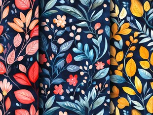多彩花卉植物图案背景