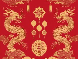 双龙贺岁中式喜庆图案