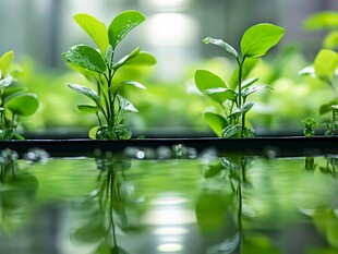 水培嫩绿幼苗生机盎然