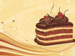 美味巧克力多层蛋糕插画