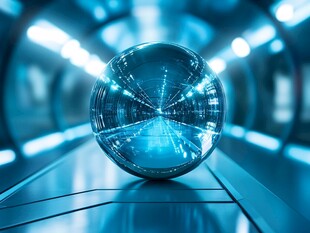 未来科技球体与光影隧道