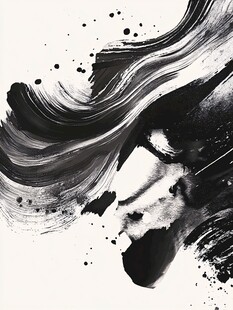 水墨动感笔触抽象艺术图