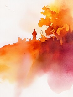 夕阳下的孤独身影