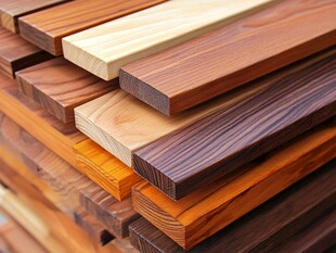 多样木材堆叠展示