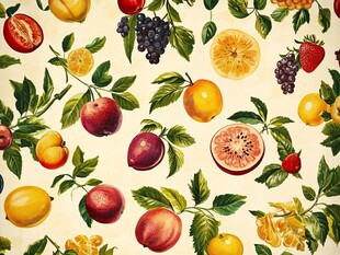 复古风水果花卉图案背景