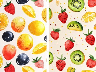 水果水彩图案无缝背景图