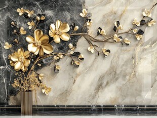 奢华金花纹大理石背景墙