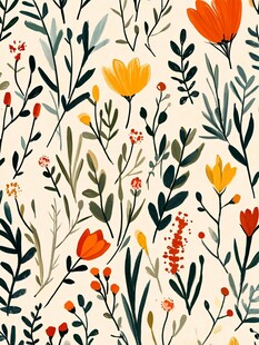 花卉植物无缝图案背景