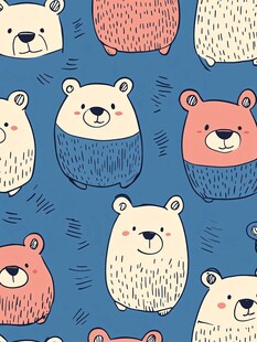 可爱小熊图案的蓝色背景
