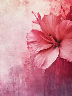 梦幻粉色木槿花艺术画