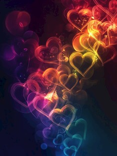 梦幻炫彩心形光影背景