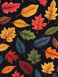 秋季多彩树叶无缝图案