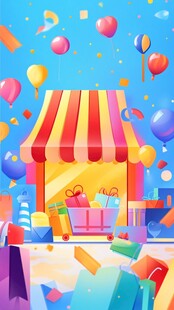 缤纷购物小店欢乐氛围浓