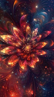 梦幻绚丽分形花朵宇宙图景