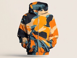 个性迷彩连帽拉链卫衣