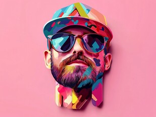 多彩几何风格潮流男性头像