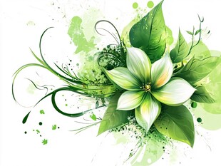 清新绿叶环绕的优雅花朵