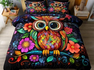 多彩猫头鹰花卉床上用品