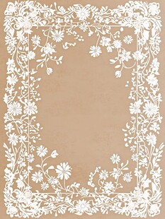 白色花卉边框复古风图案