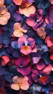 缤纷三色堇花朵特写