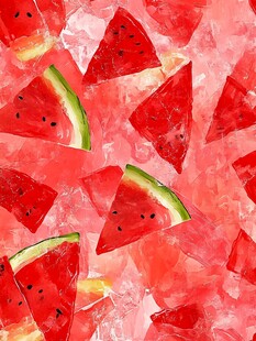 缤纷西瓜片水彩插画