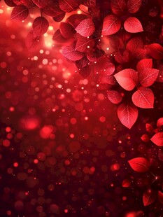 红色梦幻秋叶背景图