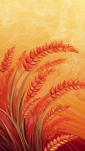 秋日麦穗插画艺术图