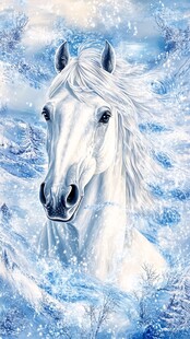 雪中白马 尽显优雅灵动