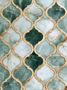 绿白大理石金色花纹瓷砖