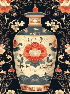 中式典雅花瓶传统纹饰图案