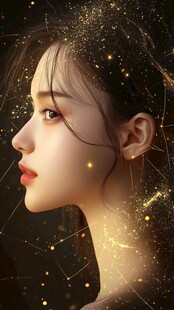 梦幻星尘下的美丽侧脸