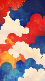 多彩国风云朵图案背景