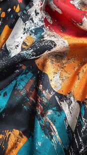 多彩抽象涂鸦风布料纹理