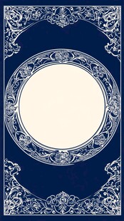 复古蓝白花纹边框设计图