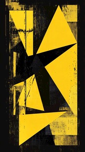 黄黑几何抽象艺术图案