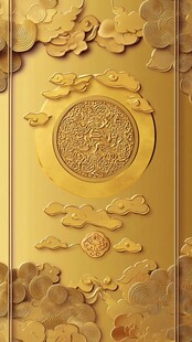 金色浮雕云纹中式装饰图案
