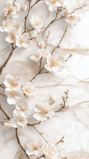 大理石上的素雅白樱绽放