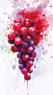 水彩绘就的饱满紫葡萄
