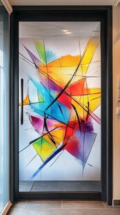 彩色抽象艺术玻璃门设计