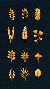 金黄植物图标集