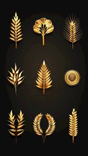 金色植物装饰元素集合