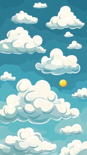 梦幻蓝天中的云朵与暖阳