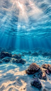 海底光影下的珊瑚世界