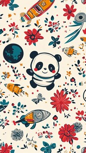 熊猫的宇宙花卉奇幻之旅