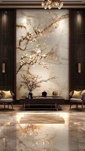 新中式客厅奢华背景墙展示