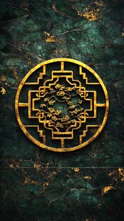 中式古典圆形金纹装饰图