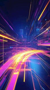 炫彩科技光影城市夜景图