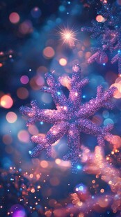 梦幻紫色雪花节日光斑背景